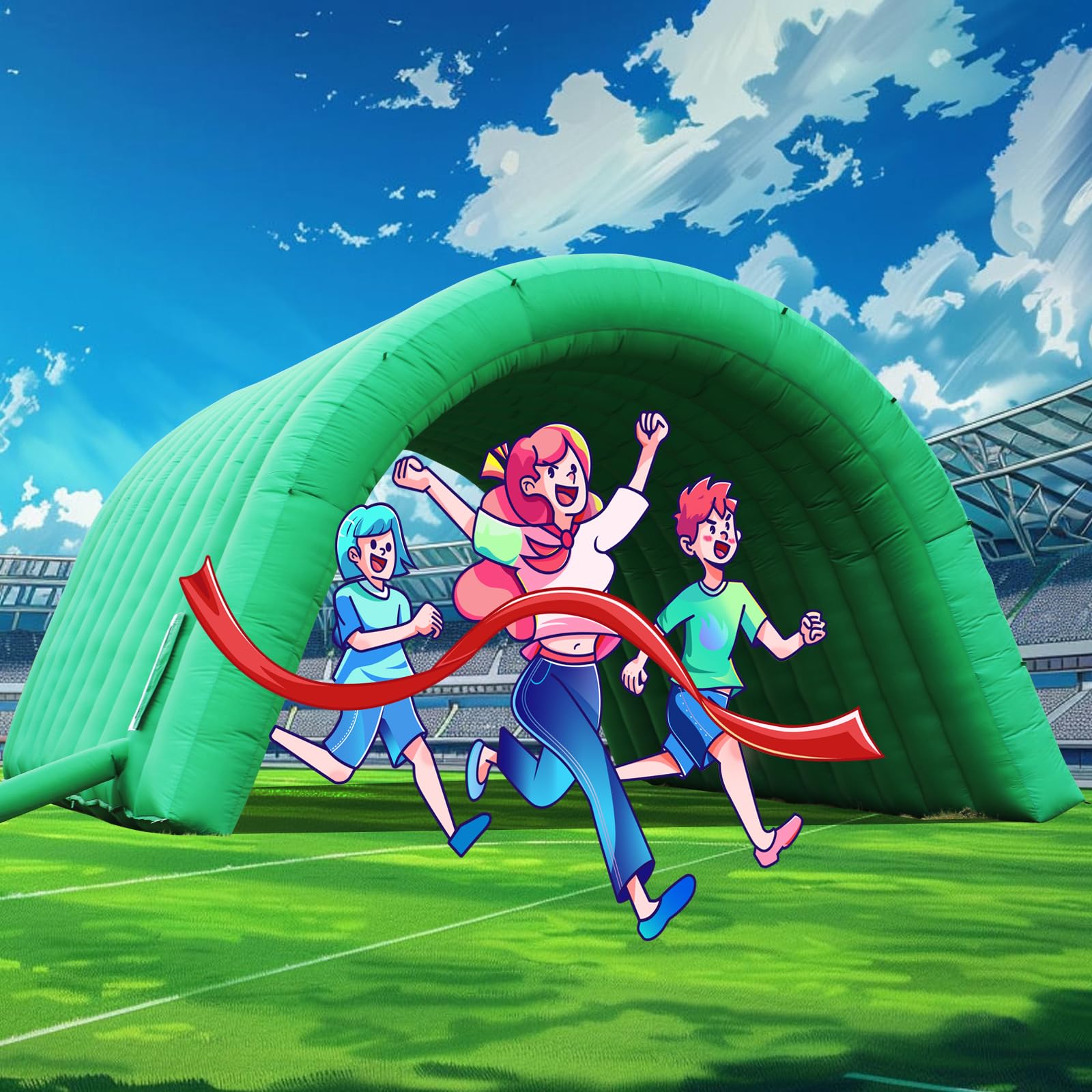 Amazon | Xmaybang グリーン インフレータブル トンネル エントランス